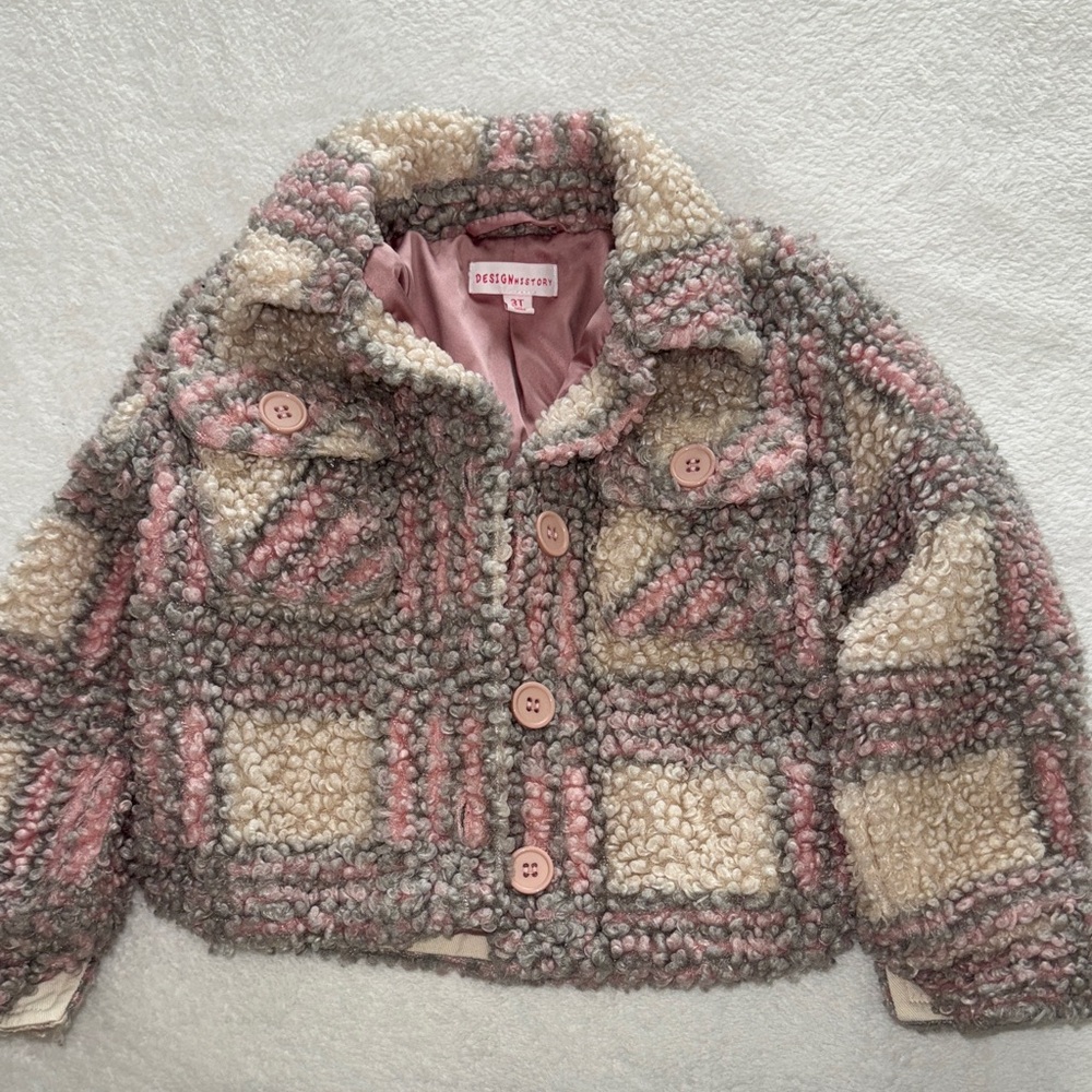 Essentials Kids Plaid Jacket - Pink, Gray, and Cream